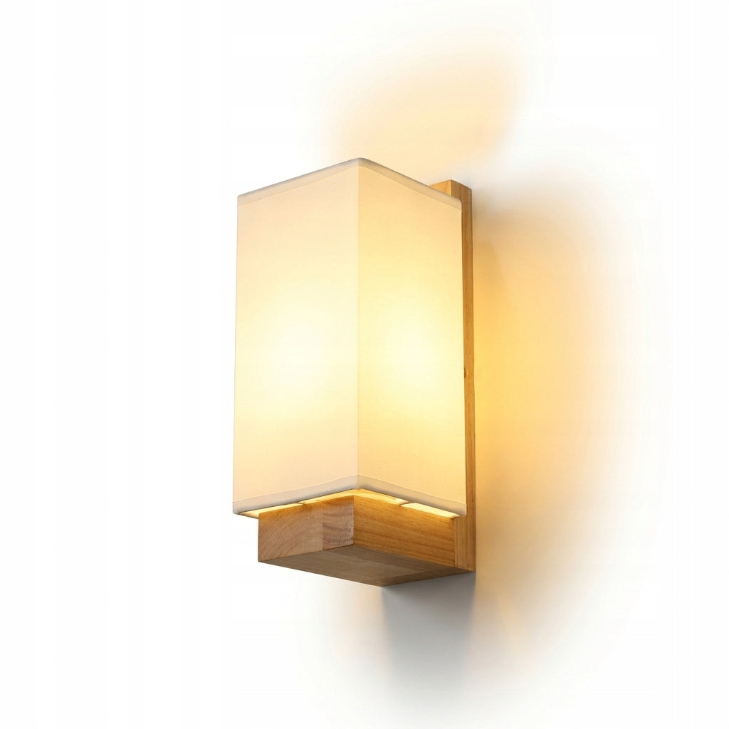 Kinkiet E27 Lampa Scienna Drewniany Prostokątny Loft Nowoczesny Do Salonu