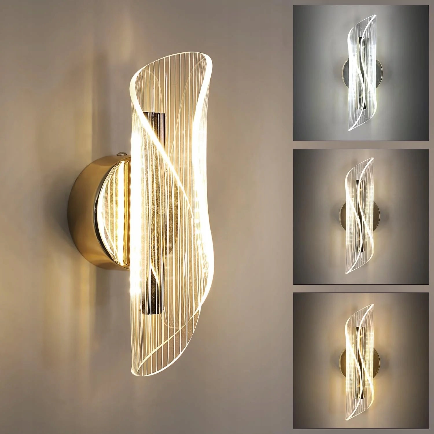 Kinkiet Led Lampa Scienna Zloty Loft Nowoczesny Do Sypialnia, Salonu 12w Packaging status original