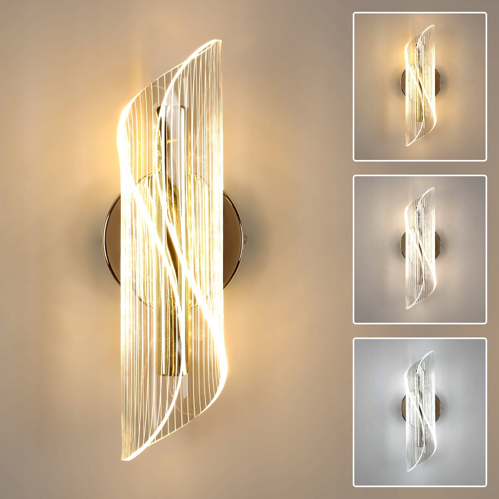 Kinkiet Ścienny Led Lampa Złoty Na Schody Ściemniania Nowoczesny 16w 1800lm Packaging status original
