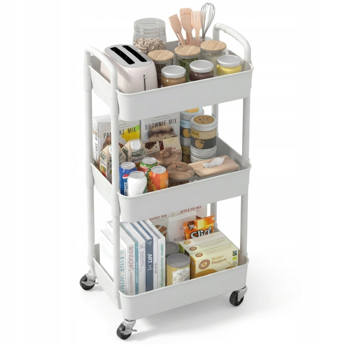 Kitchen Cabinet on Wheels Bathroom Cabinet on Wheels Mobile Bookcase White