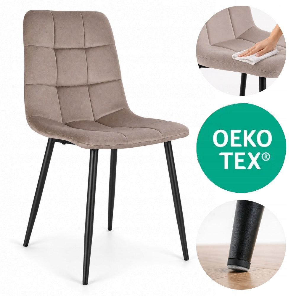 Kitchen Dining Chairs Living Room Taupe 4pcs Stable Upholstered Chair Manufacturer code Krzesła do Jadalni Kuchni Salonu Stołu W001KT