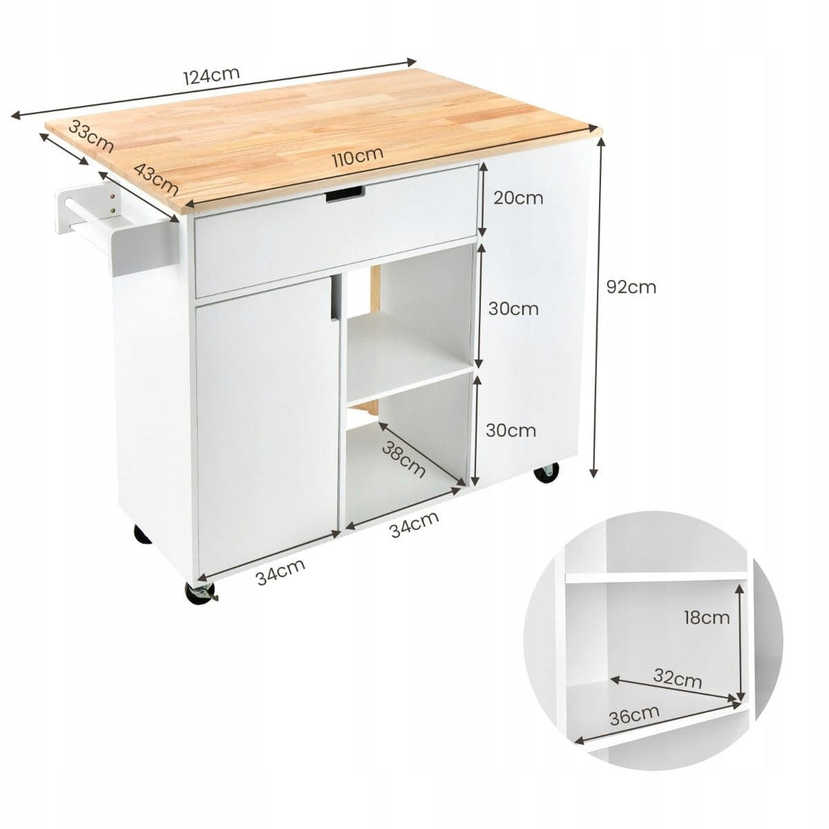 Kitchen Island with Folding Top Kitchen Island on Wheels White Brand Costway
