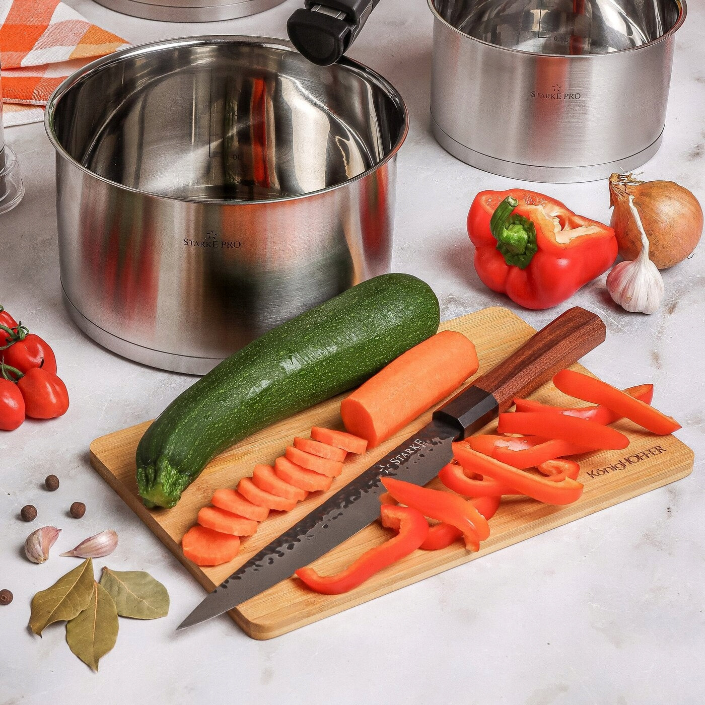Kitchen KNIFE HARD STEEL UNIVERSAL SHARP Starke Pro Toshiro 20cm Packaging status original