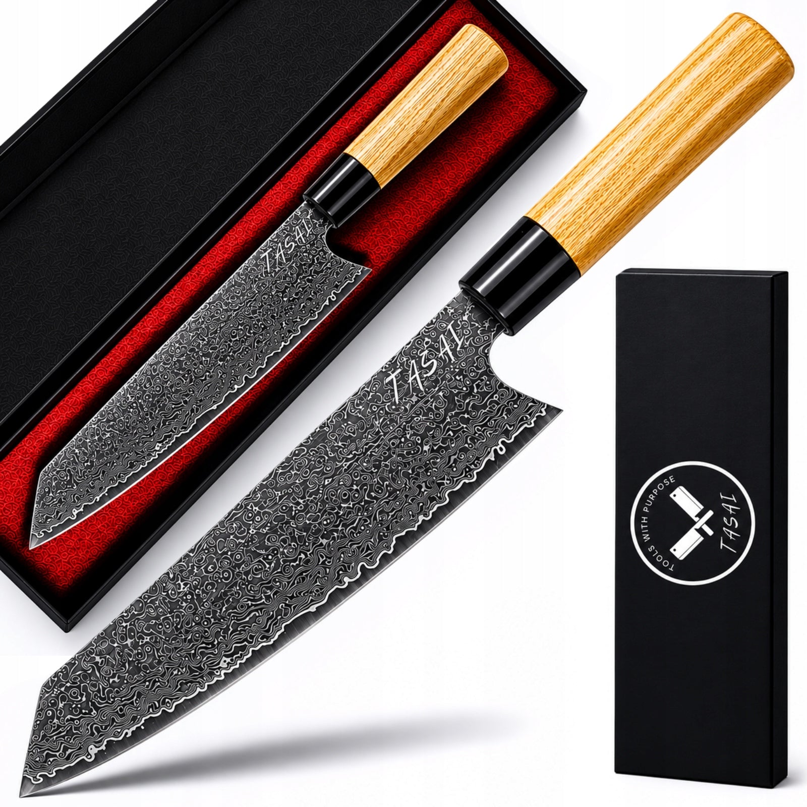 Kitchen Knife Japanese Chef DAMASCUS STEEL TASAI Kiritsuke 21 cm