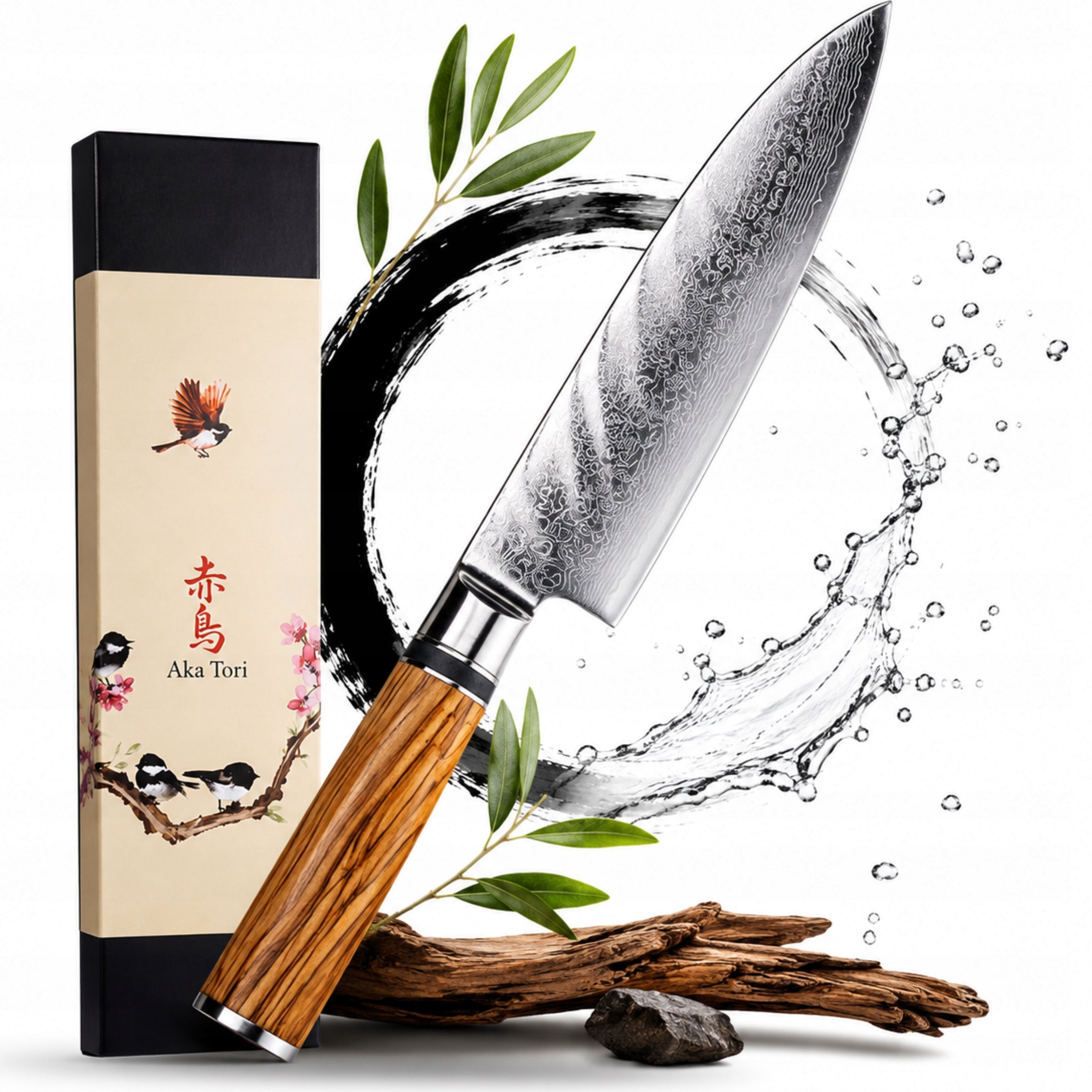 Kitchen Knife Japanese Chef Damascus Steel Sharp Aka Tori 15cm
