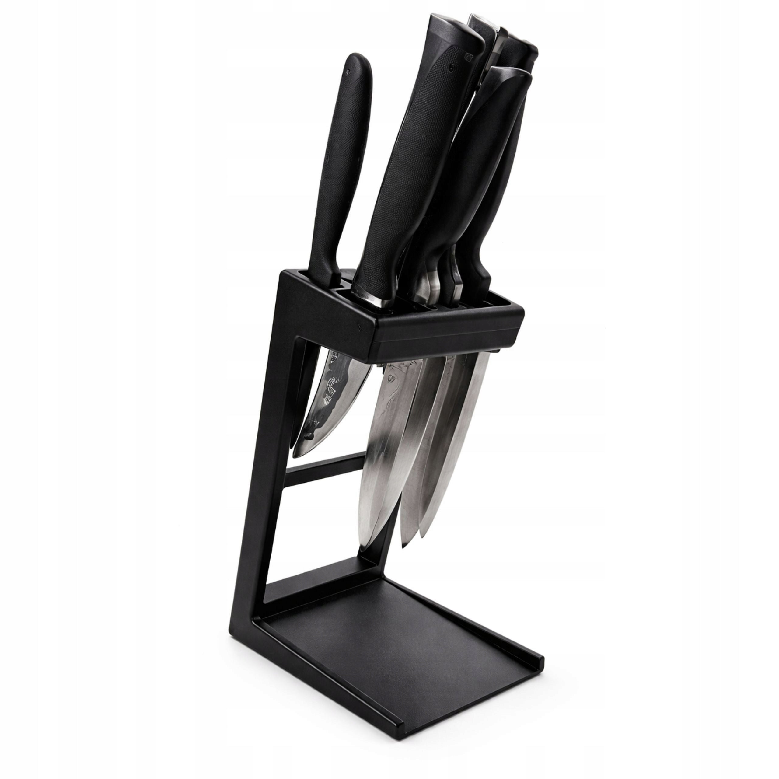 Kitchen Knife Rack Black Organizer for 9 Countertop Knives