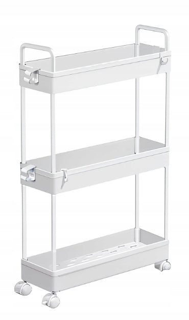 Kitchen Organizer Bathroom Bookcase On Wheels Mobile Cabinet White D26
