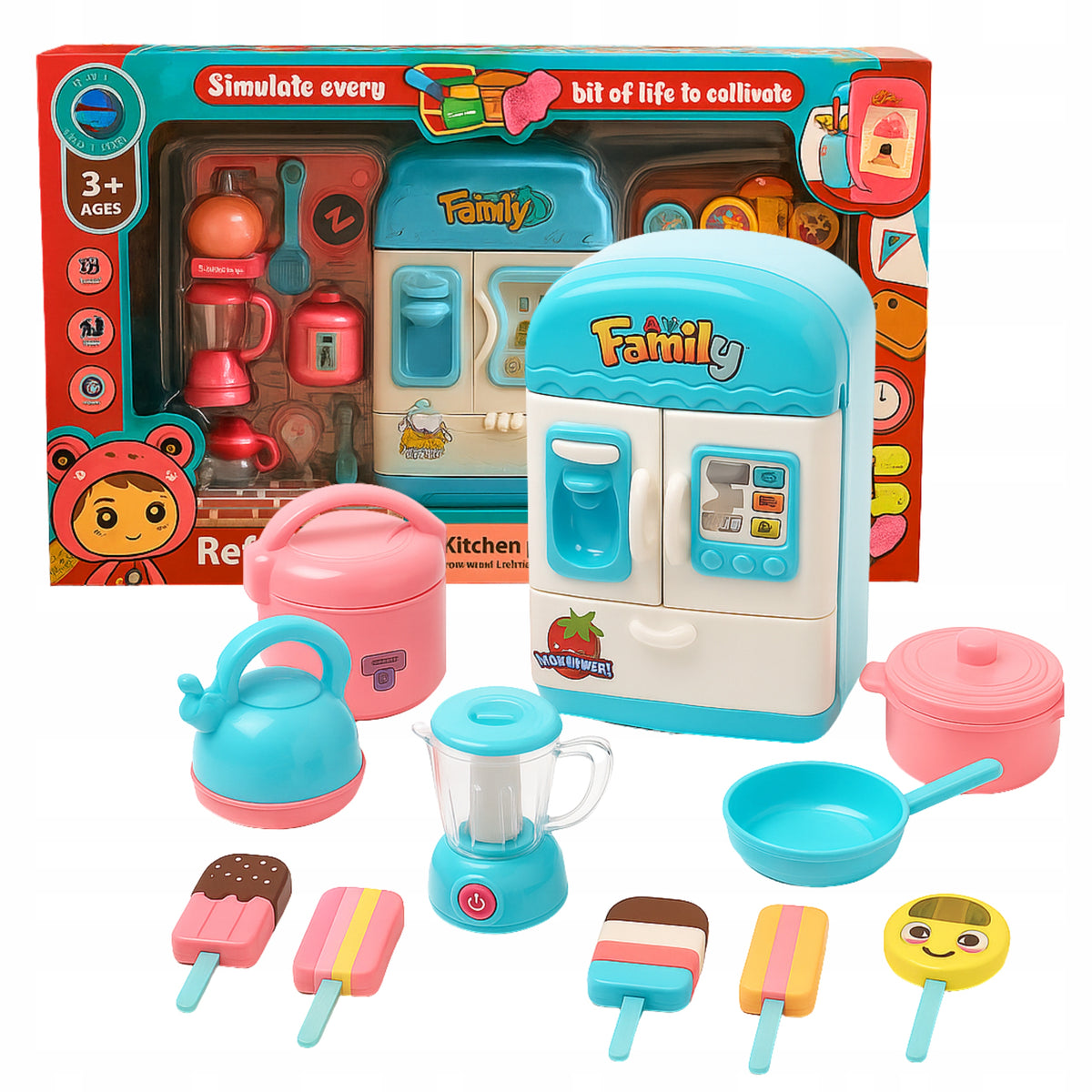Kitchen Play Set Toy Kitchen Kids Refrigerator Ice Cream Pots