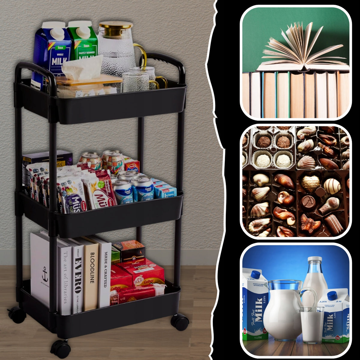 Kitchen Trolley TABLE ON WHEELS TROLLEY 3 LEVEL WHEEL LOCK MOBILE EAN (GTIN) 5907745916151