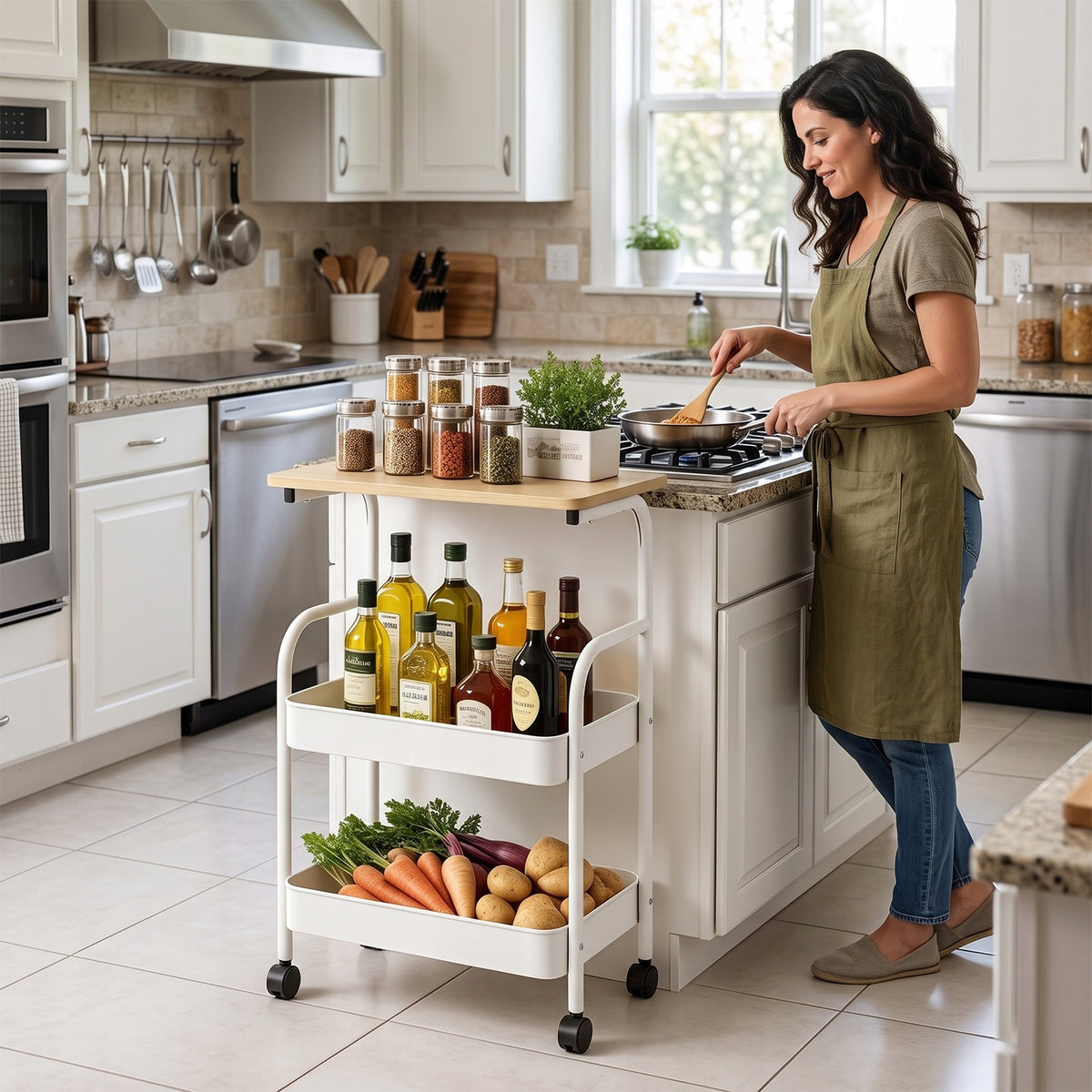 Kitchen Trolley on Wheels Mobile Cabinet Bookcase Portable Waiter Trolley Brand Bedee