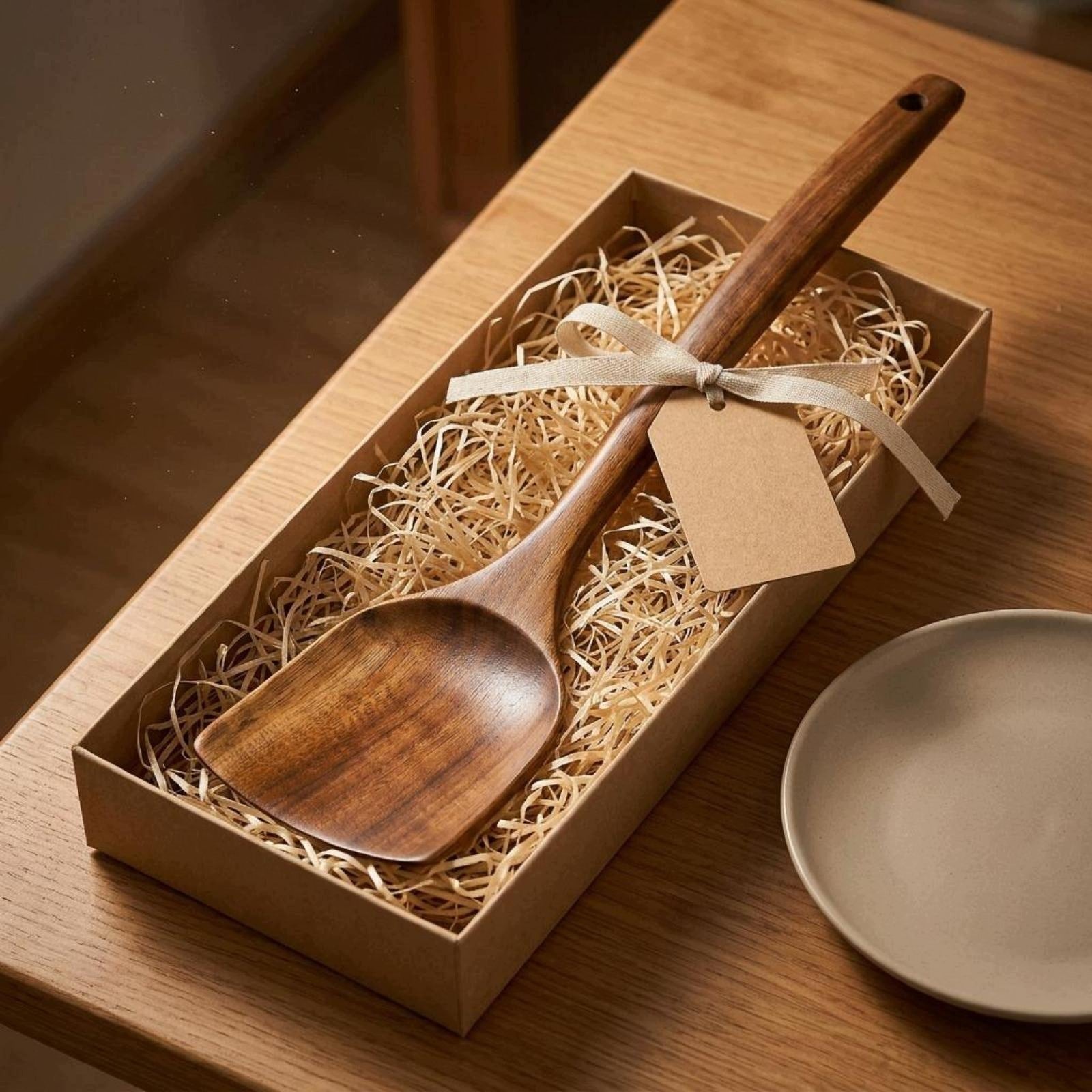 Kitchen Utensil Set Teak Wooden Spatula Modern Kitchen Small Soup Spoon Packaging status original