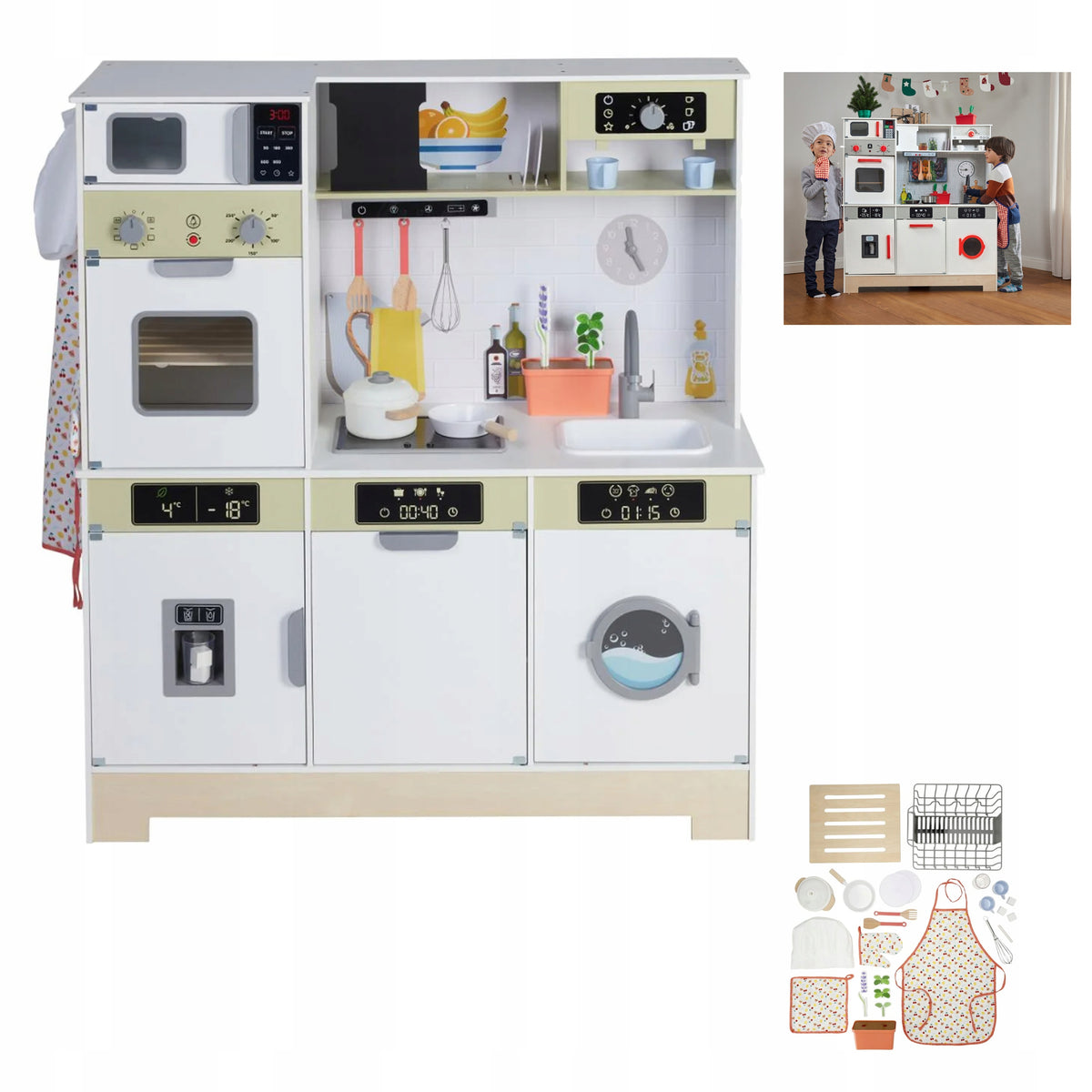 Kitchen for children stove ice maker dishwasher washing machine micro WOOD XXL