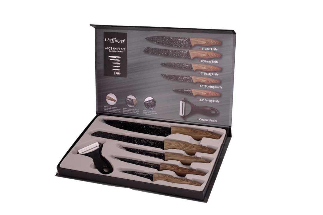 Kitchen knives set of knives 6pcs. Cheffinger Packaging status original
