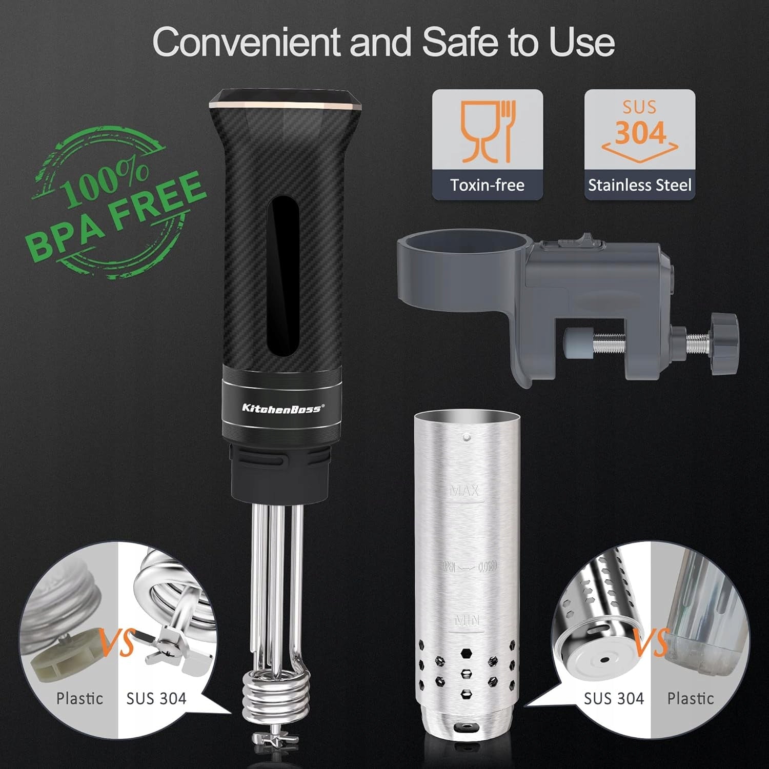 KitchenBoss G300T Sous Vide Stick 1100W, IPX7 Waterproof Manufacturer code G300T-EU