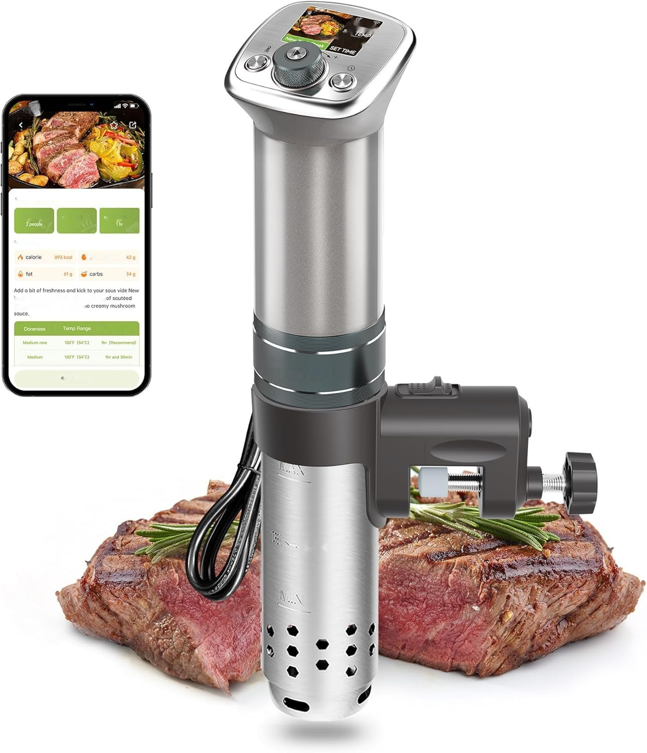 KitchenBoss WiFi Sous Vide Device IPX7, 40-90, TFT, 1100
