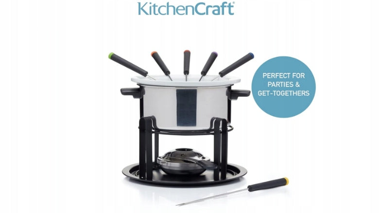 KitchenCraft 3-in-1 fondue set with colored forks silver EAN (GTIN) 0721864677220