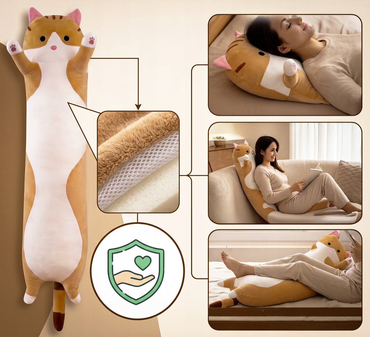 Kitten Cat Plush Toy Mega Long Pillow Soft Toy For Children 110cm XXXL Manufacturer code Maskotka KOT Kotek XXXL 110cm poduszka