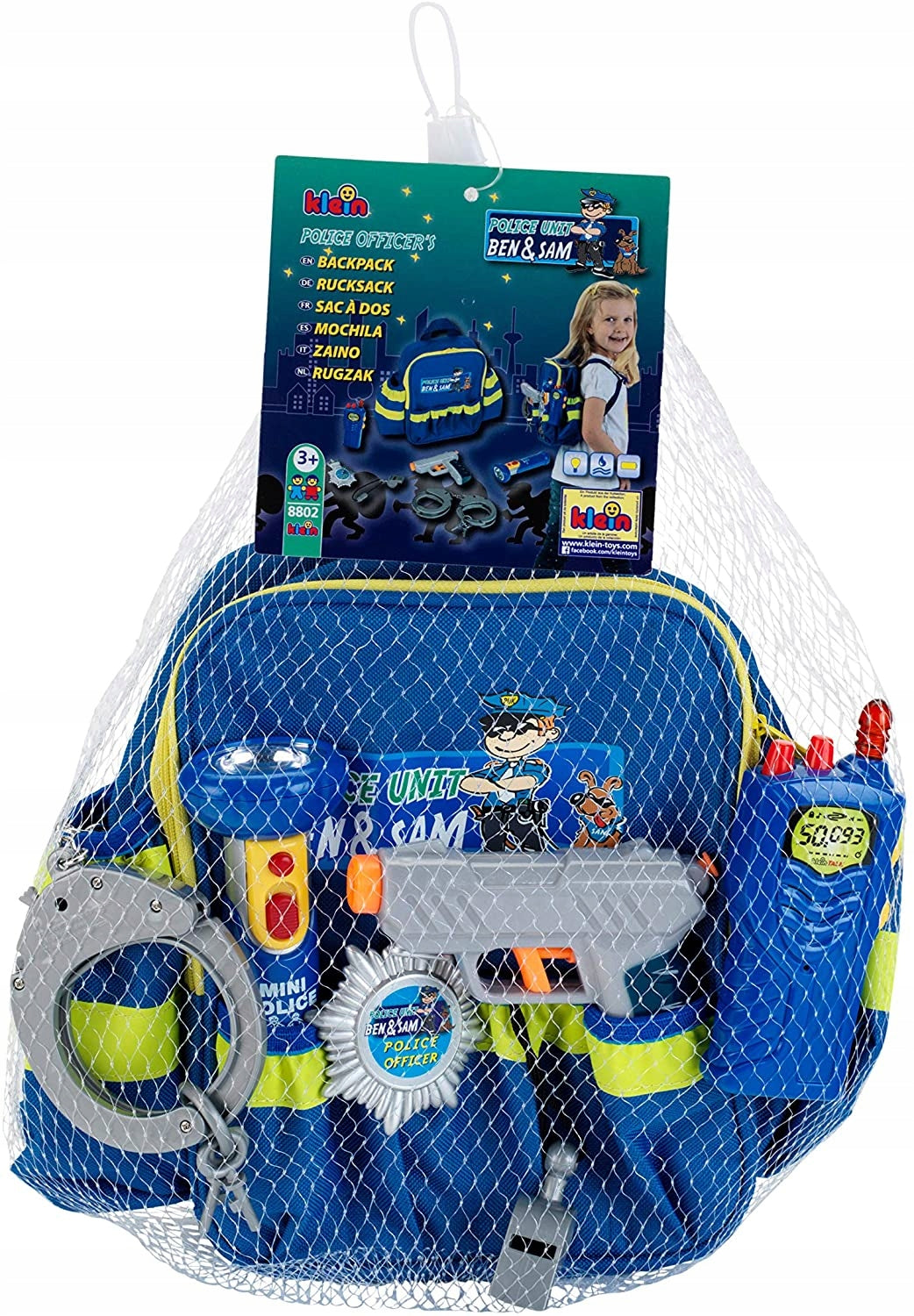 Klein 8802 Policeman Backpack Ben & Sam Accessories Handcuffs Badge