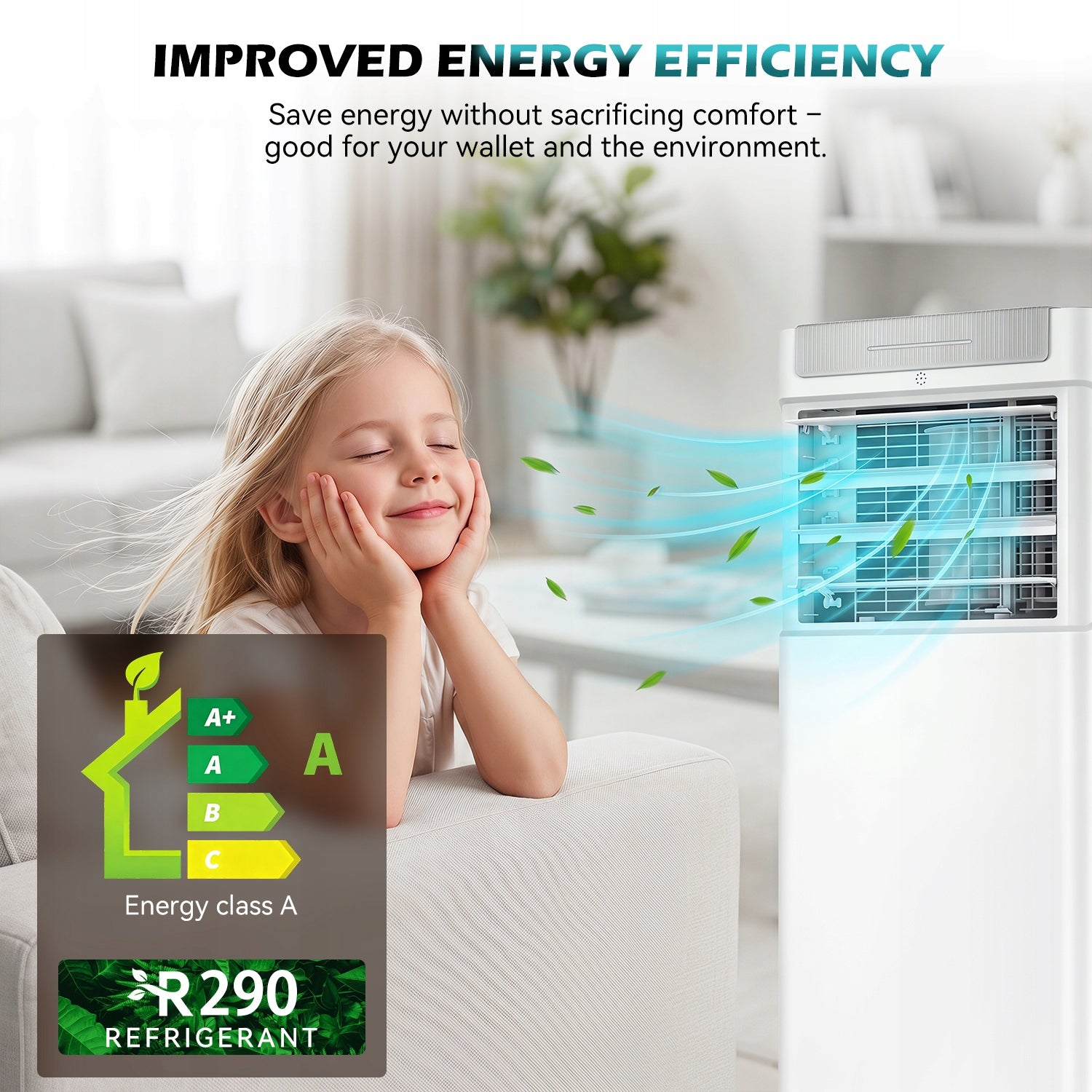 Klimatyzator przenośny 7000 BTU Cichy 6w1 Pilot Osuszacz Energooszczędny Medical device no