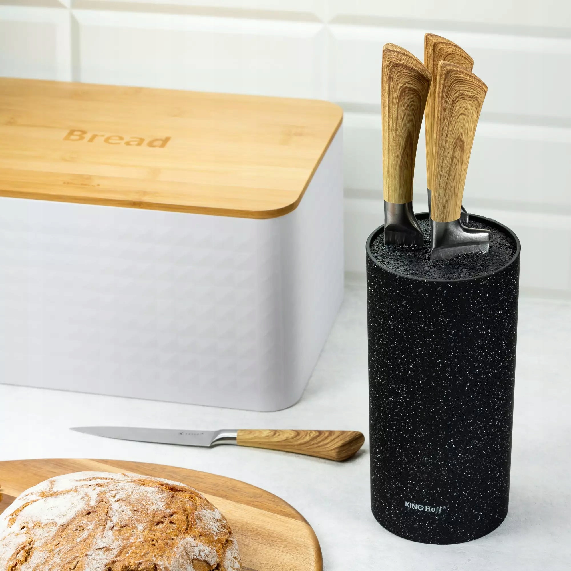 Knife block 11x22cm, black marble Kinghoff Product height 22 cm