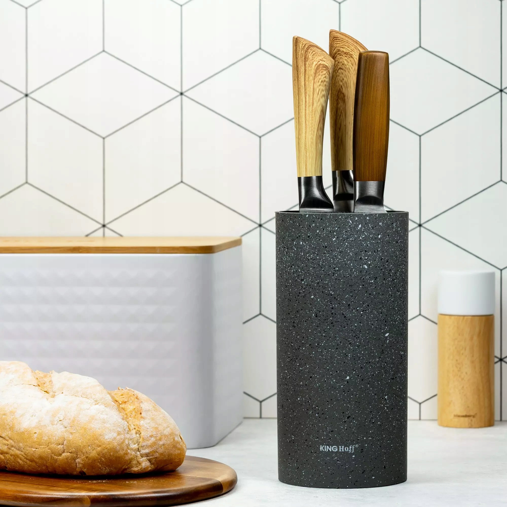 Knife block 11x22cm, grey marble Kinghoff Brand Kinghoff