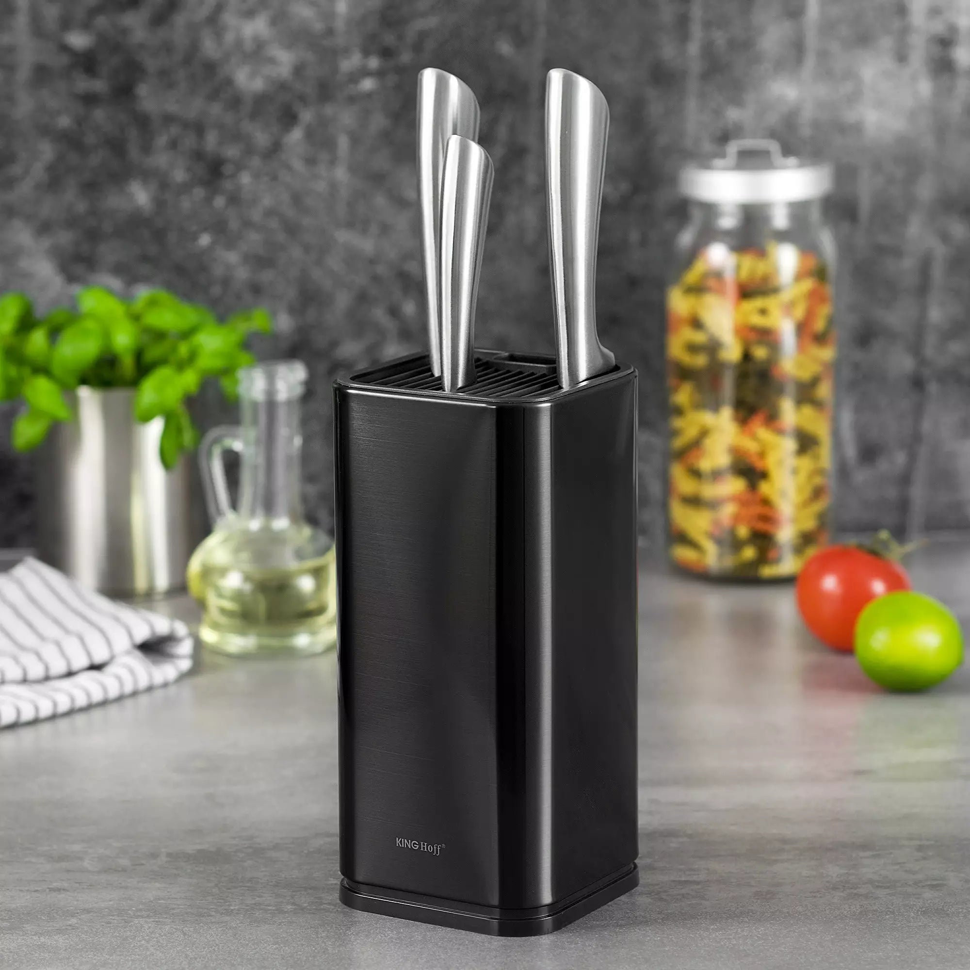 Knife block black, steel KingHoff Brand Kinghoff