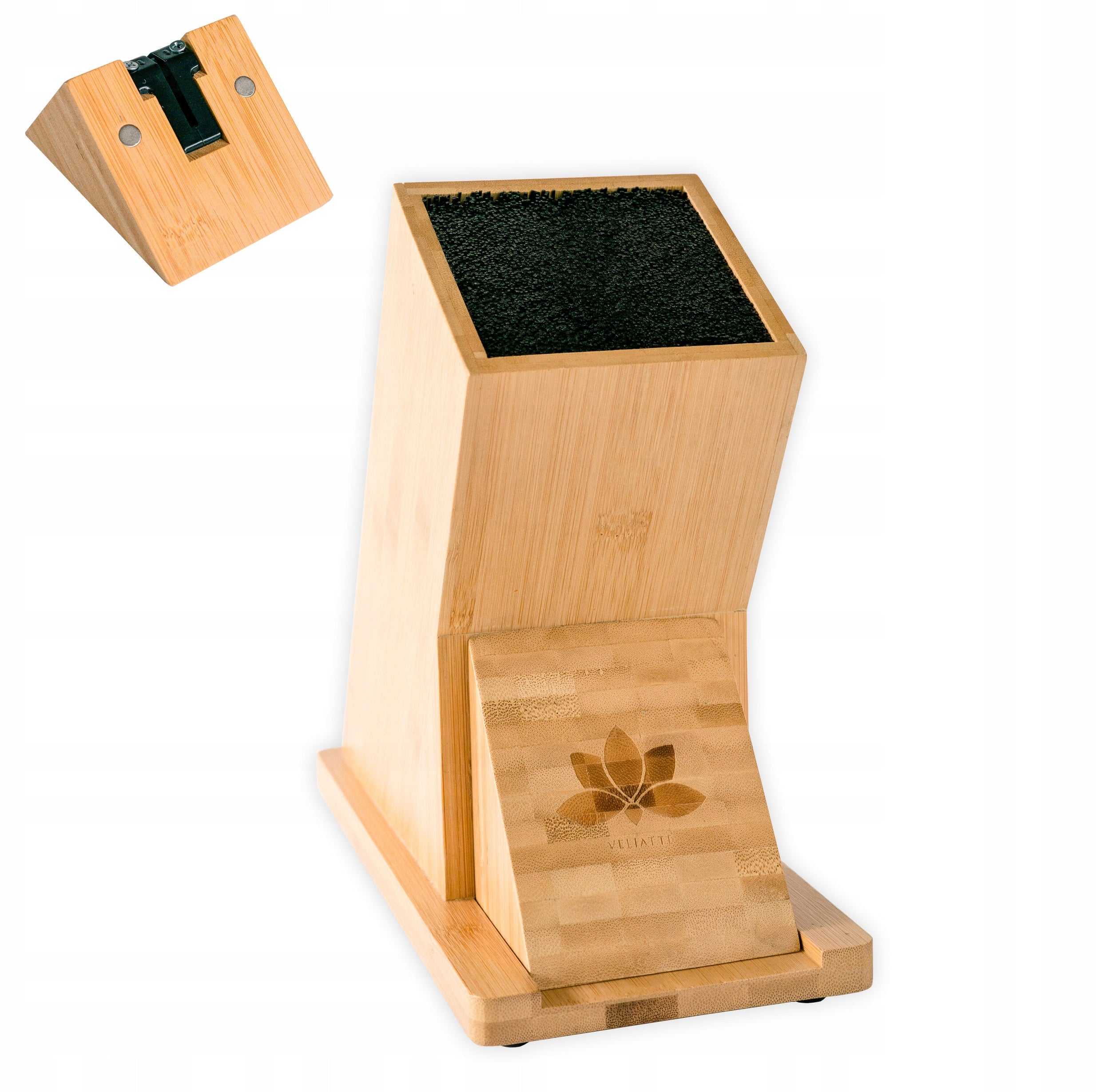 Knife rack Kitchen block universal bamboo with sharpener Veliatte