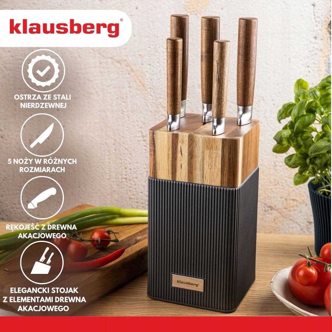 Knife set 6 el. stand acacia, wooden handles KLAUSBERG KB-7983 Brand Klausberg
