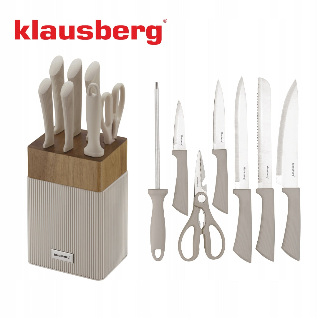 Knife set 8 el. stand acacia + sharpener + scissors KLAUSBERG KB-7984 Manufacturer code KB-7984