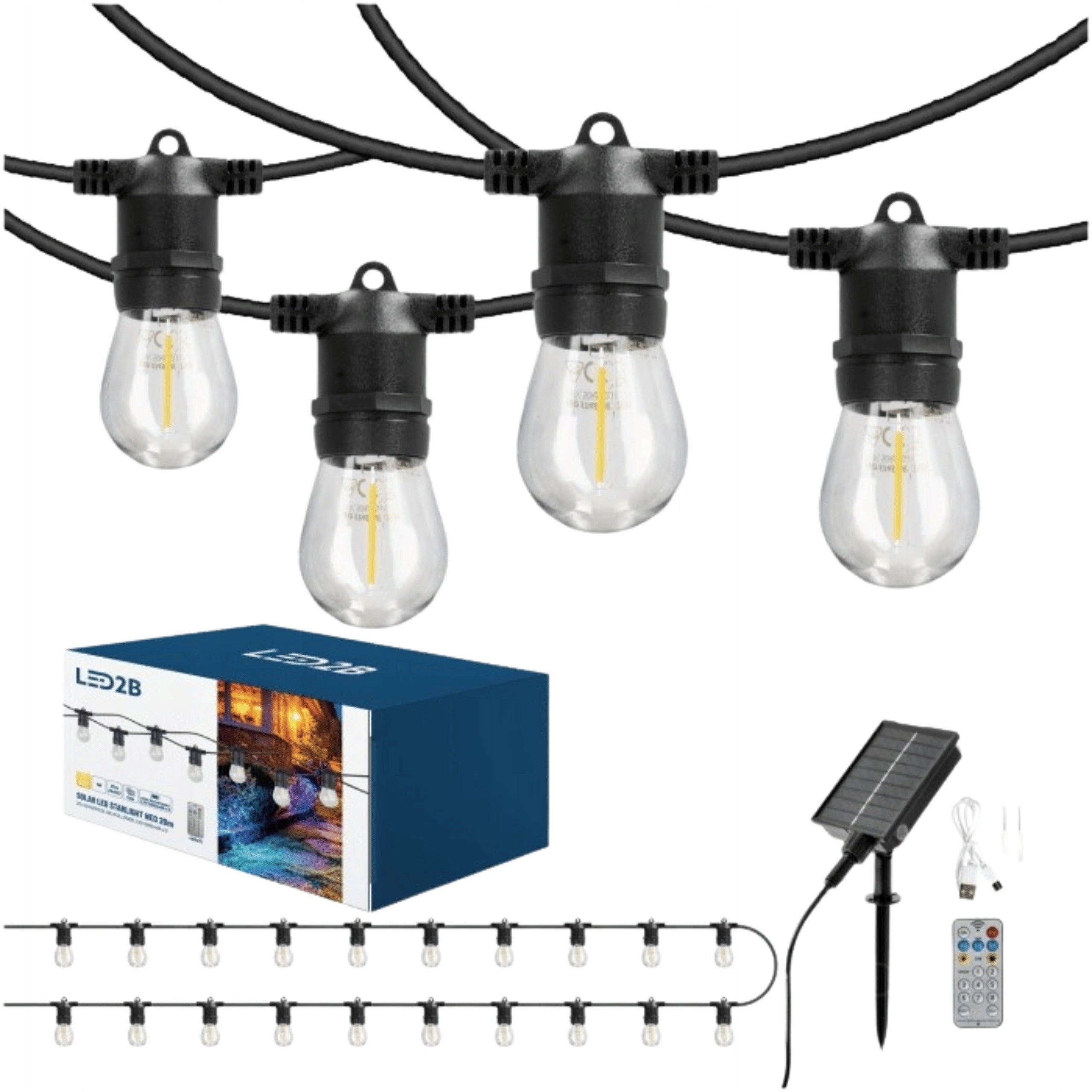 Kobi LED Solar Garland 20 m STARLIGHT NEO 20xE27 LED2B 2700K IP54 Packaging status original
