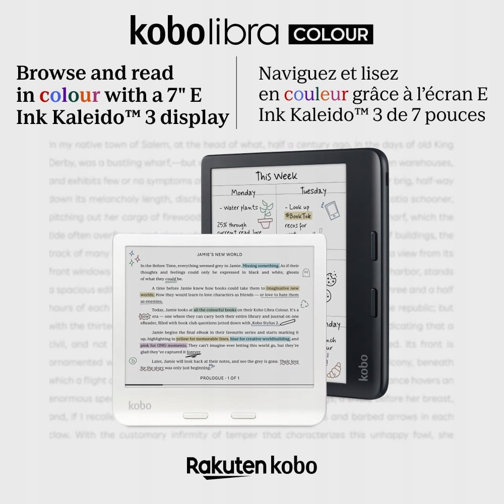 Kobo Libra Colour eReader 7'' E Ink Kaleido 3 32GB Black Brand Kobo