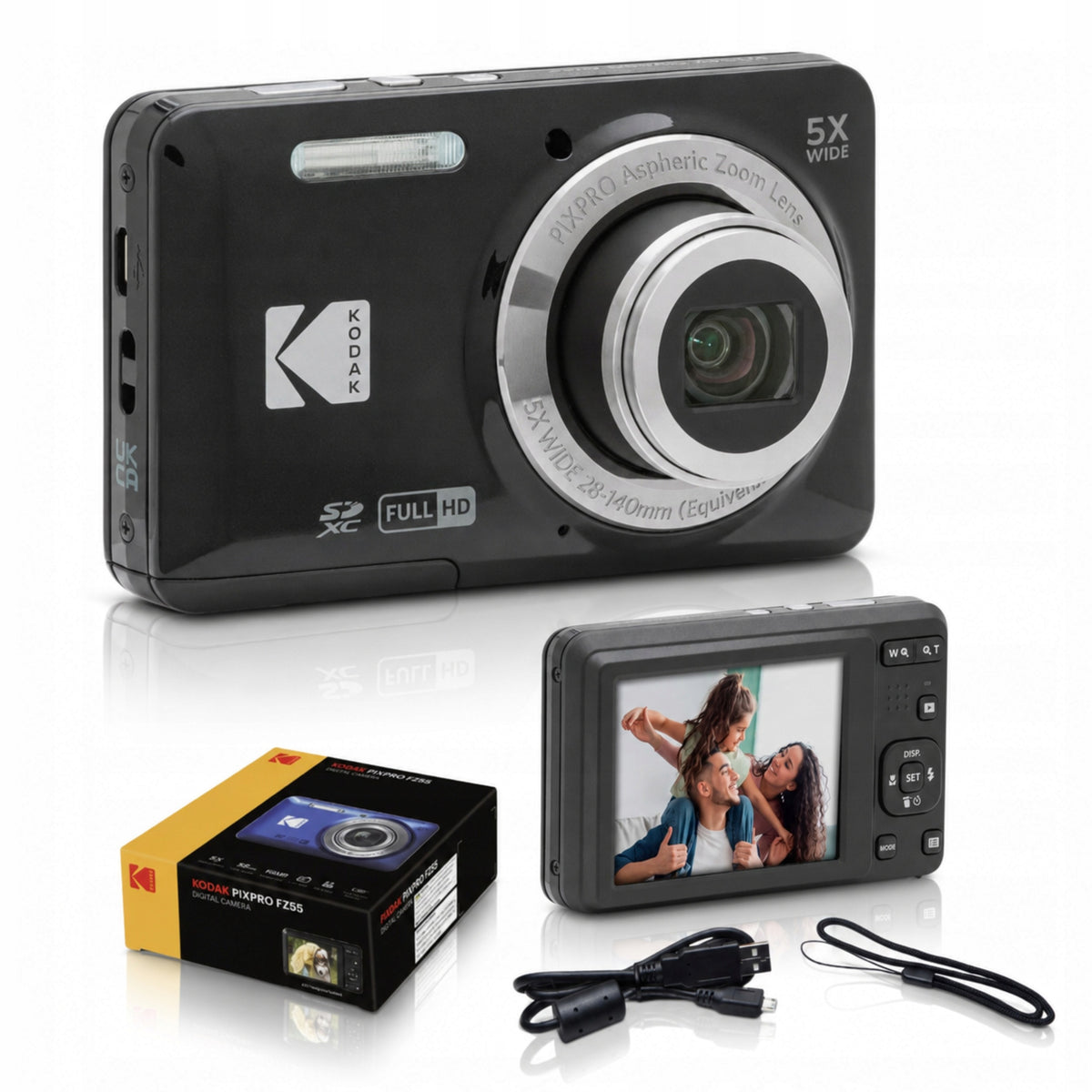 Kodak PIXPRO FZ55 Compact Digital Camera 16MP Full HD Retro Black