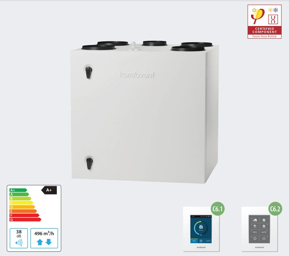 Komfovent Domekt R 450 V C6M 2nd Generation Ventilation Unit Range of energy efficiency classes A+ - G