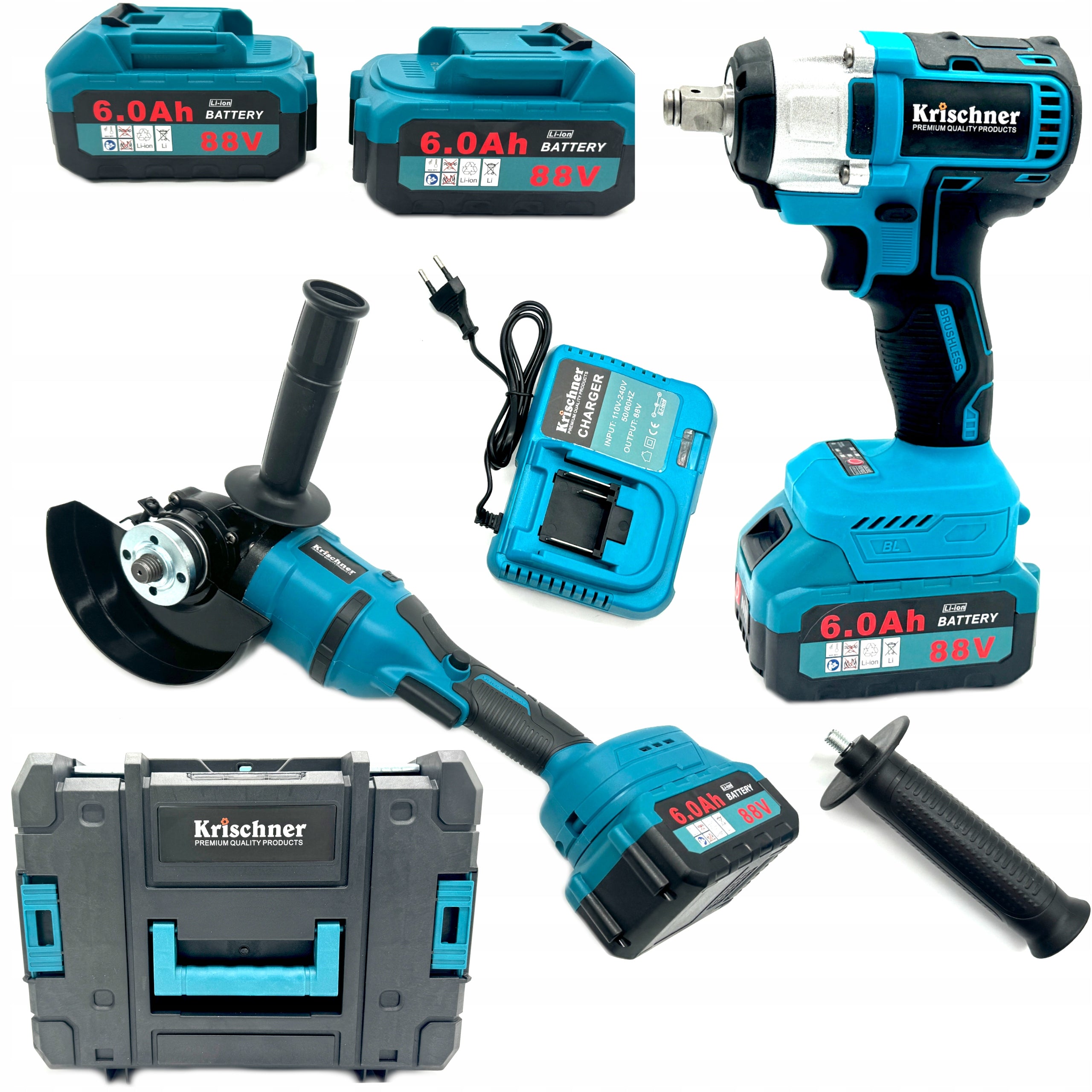Krischner Cordless Power Tool Kit 88V Impact Grinder and Wrench