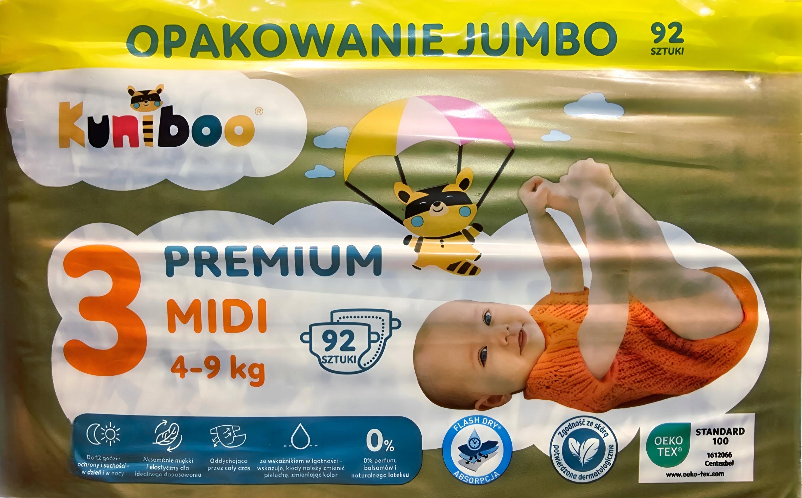 Kuniboo Premium Diapers Size 3 / 4-9 kg / 92 pcs