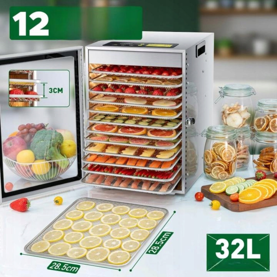 Kwasyo Stainless Steel Food Dryer 12 Levels 800W 90°C V551 Packaging status original
