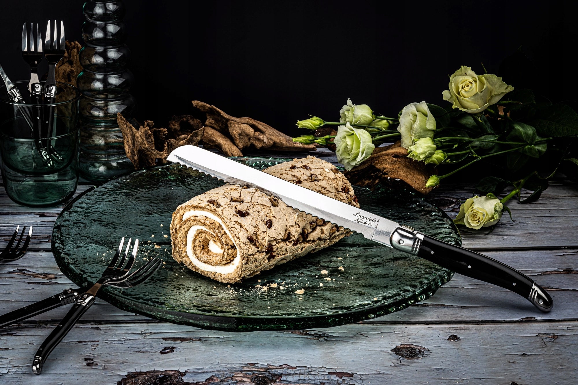 LAGUIOLE BREAD KNIFE SLICING BREAD ROLLS LONG SHARP WITH PREMIUM BOARD Brand no brand