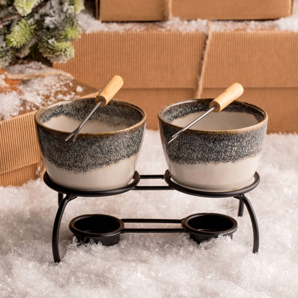 LAMBI fondue set with double heater, 2x250 ml 19x13 cm HOMLA Packaging status original