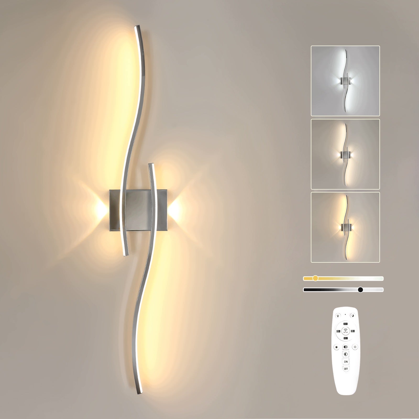LAMPA SCIENNA CHROME KINKIET LED NOWOCZESNA DO SALONU ŚCIEMNIALNA+PILOT 29W Manufacturer code 30923267