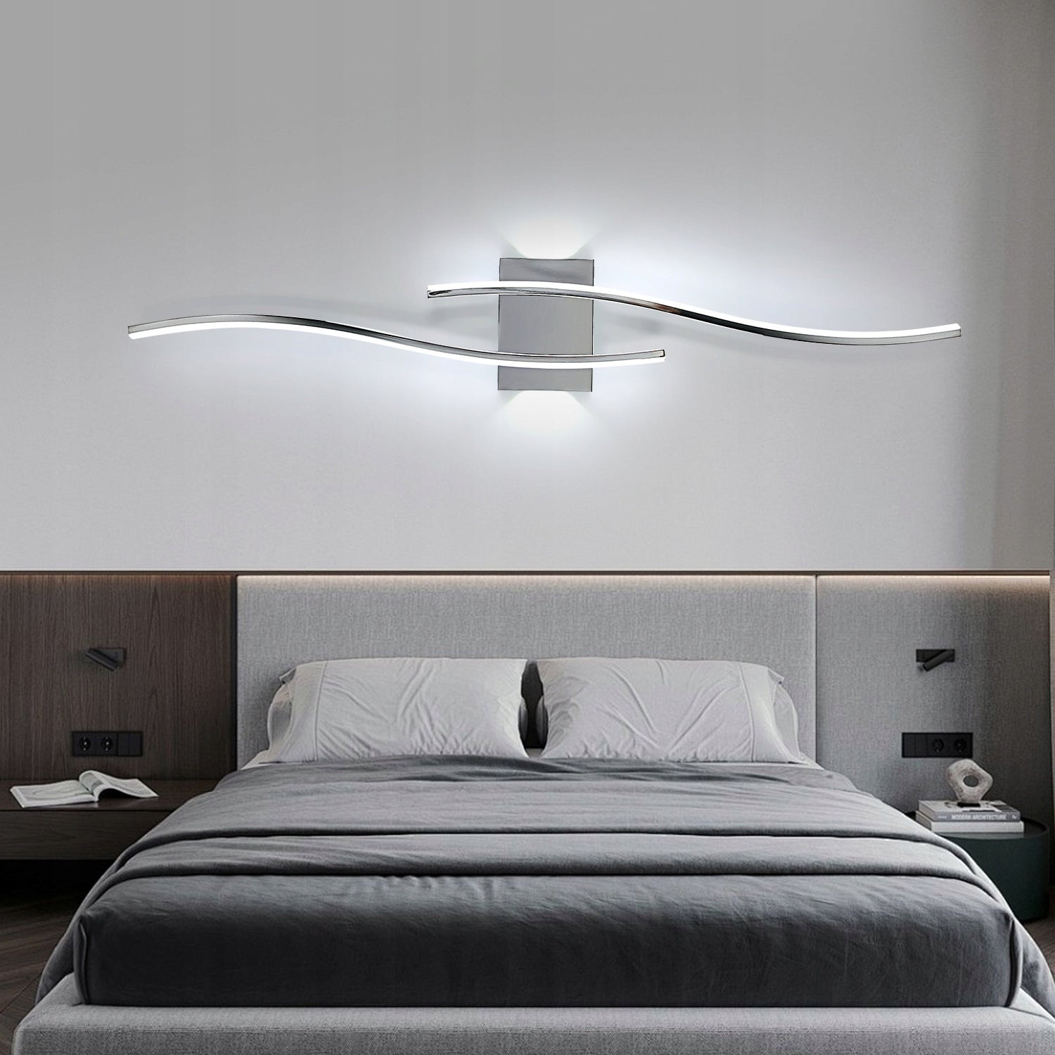 LAMPA SCIENNA LED KINKIET CHROME NOWOCZESNA SALONU KORYTARZ 27W 6500K 89CM