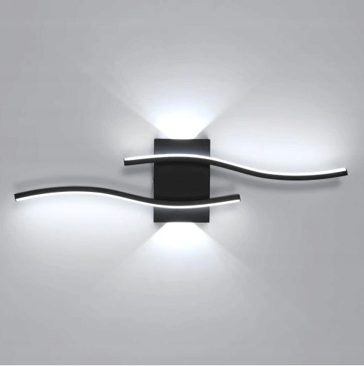 LAMPA SCIENNA LED KINKIET CZARNA NOWOCZESNA DO SALONU KORYTARZ 20W 6500K