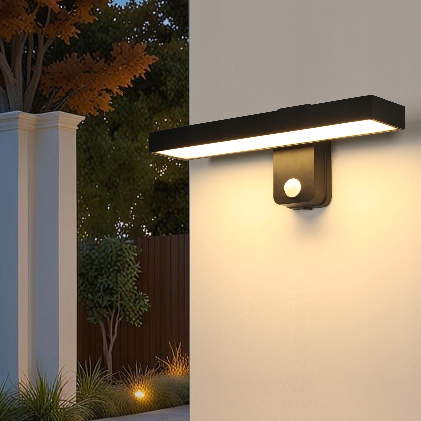 LAMPA SCIENNA LED Z CZUJNIKIEM RUCHU KINKIET ZEWNETRZNY CZARNY 3000K 21W Packaging status original