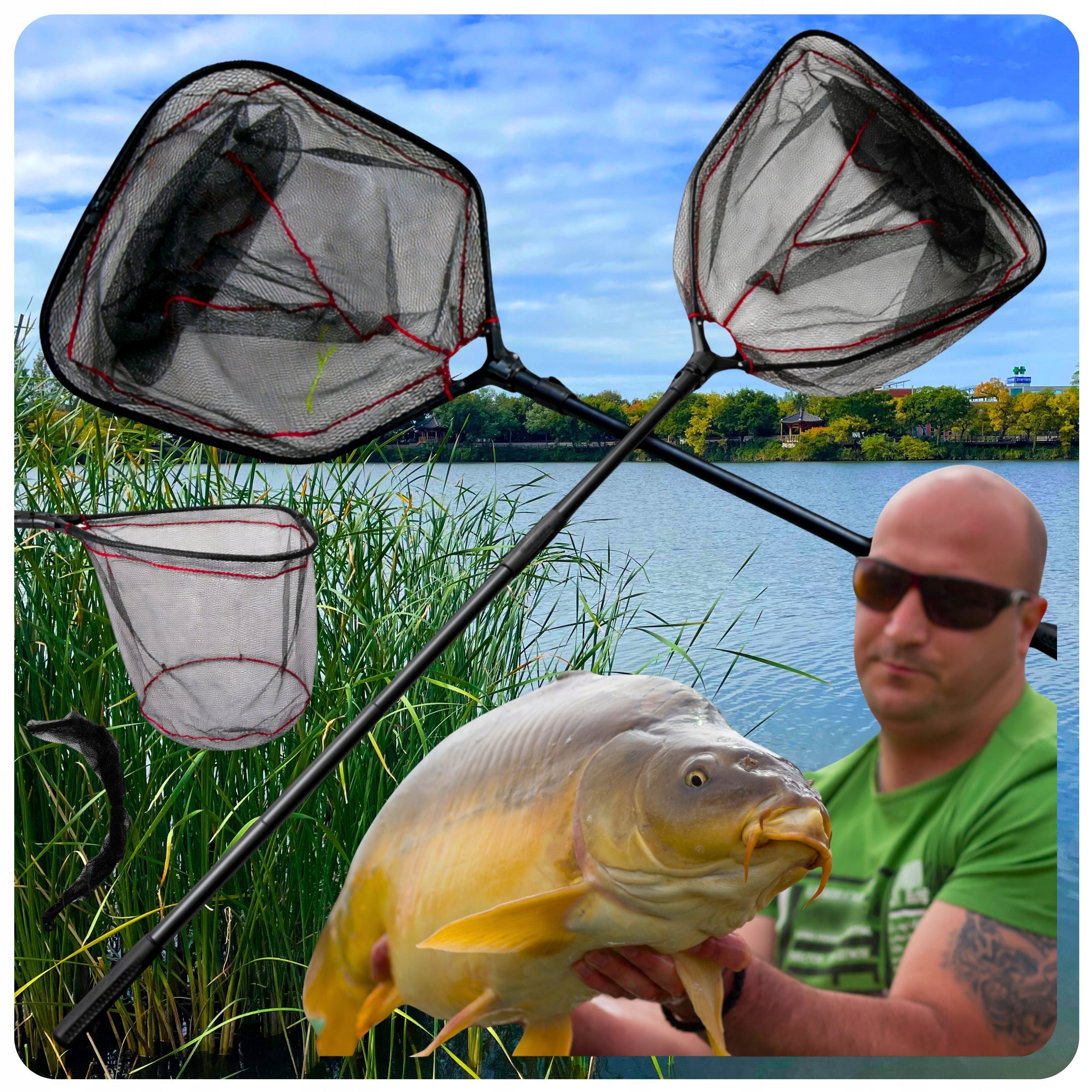 LANDING NET RUBBERIZED FISHING LANDING NET FOR FISH XXL TELESCOPIC LANDING NET Packaging status original