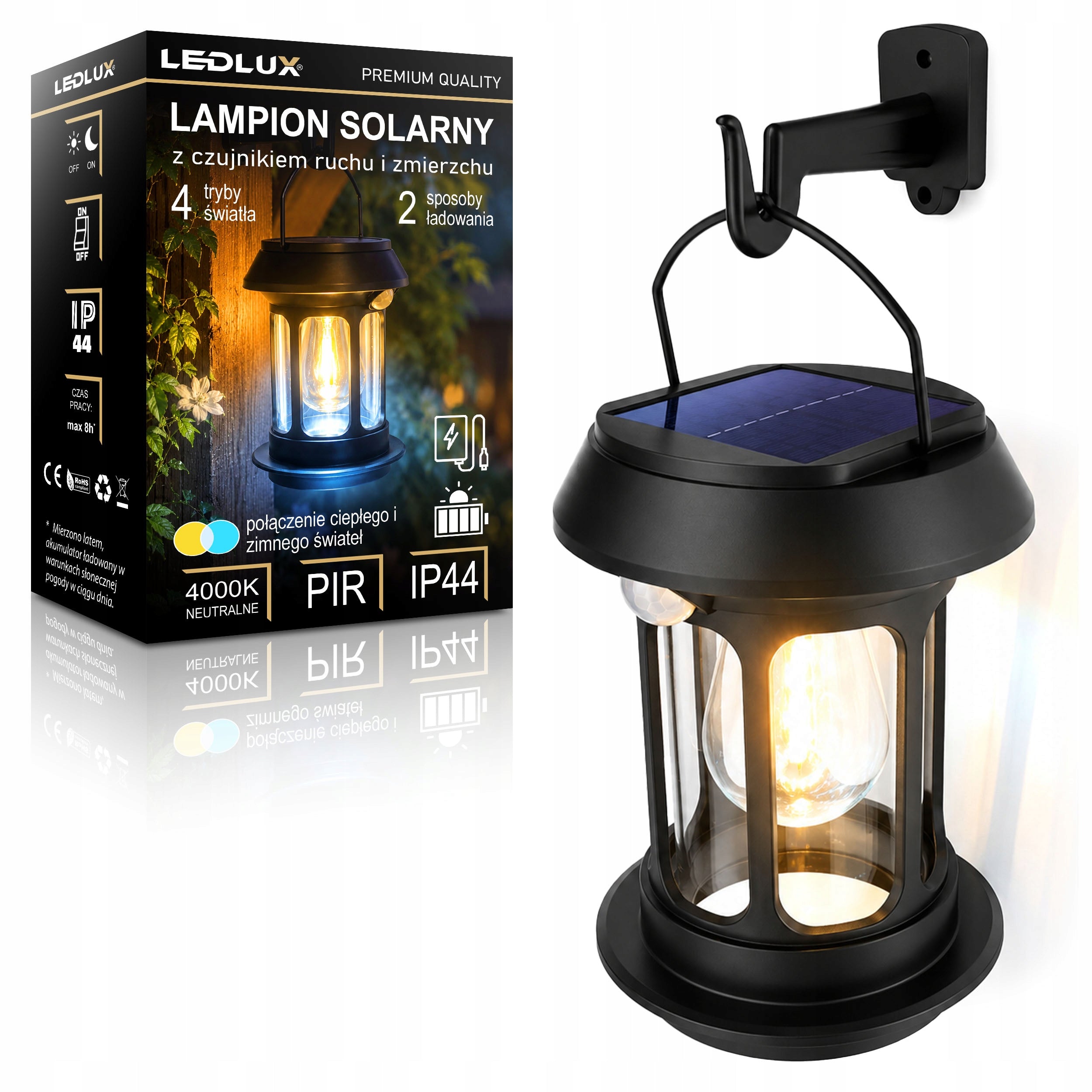 LANTERN SOLAR LAMP HANGING DECORATIVE PORTABLE MOTION SENSOR IP44