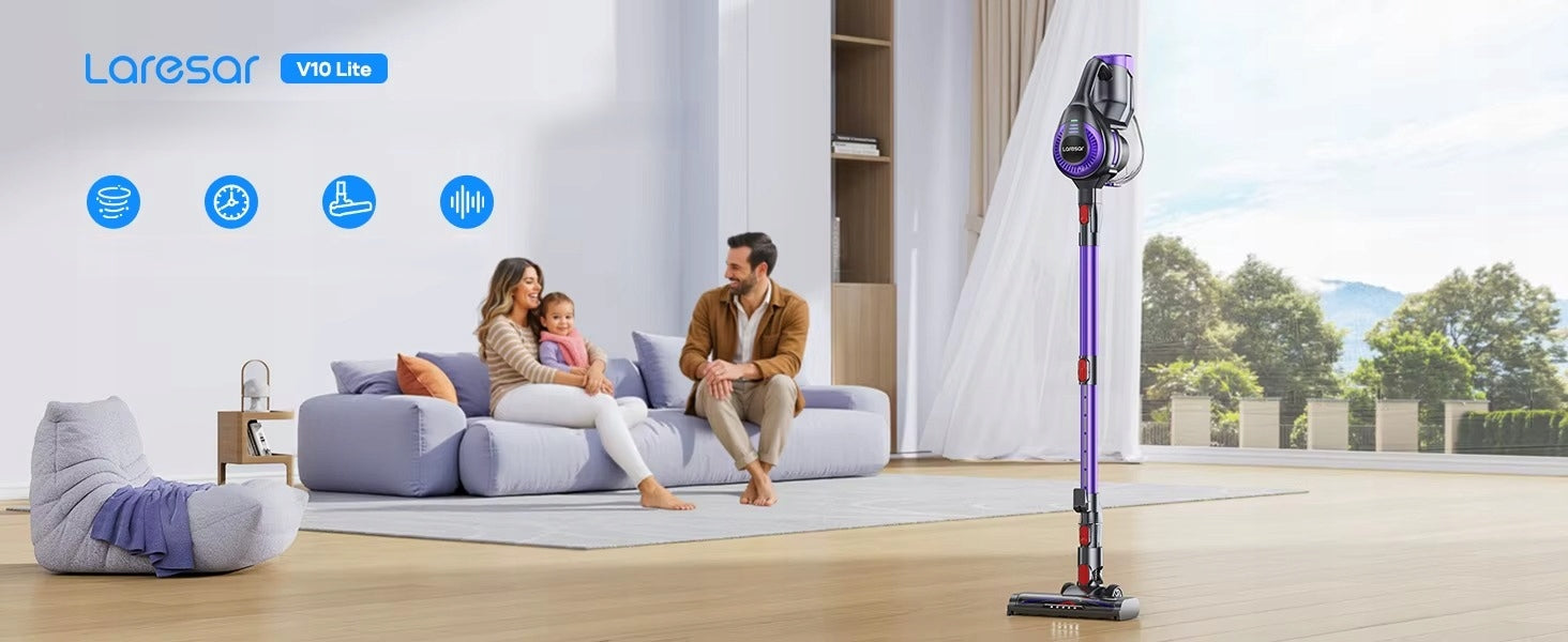 LARESAR V10 Lite Cordless Vertical Vacuum Cleaner for Allergy 38kPa HEPAx2 Power supply rechargeable battery