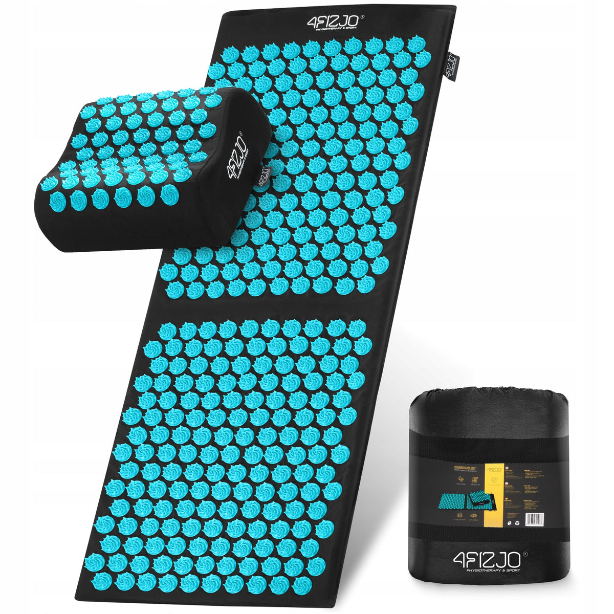 LARGE ACUPRESSURE MAT PILLOW POINT MASSAGE WITH SPIKES SET ERGO 4FIZJO