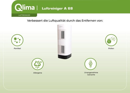 LARGE Air Purifier Qlima A 68 - Ionizer - UV Light HEPA 50w Maximum efficiency 68 m³/h