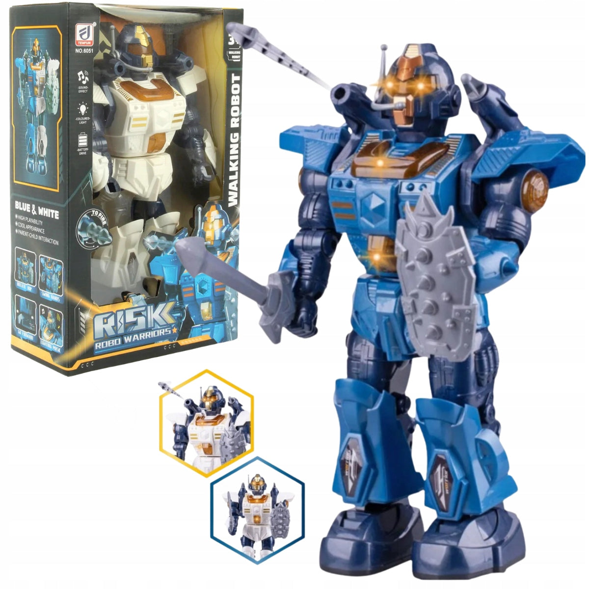 LARGE BATTERY-OPERATED ROBOT INTERACTIVE LIGHT SOUND MOVES 360