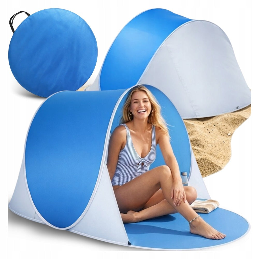 LARGE BEACH TENT SELF-FOLDING POP-UP SCREEN PORTABLE UV+ COVER