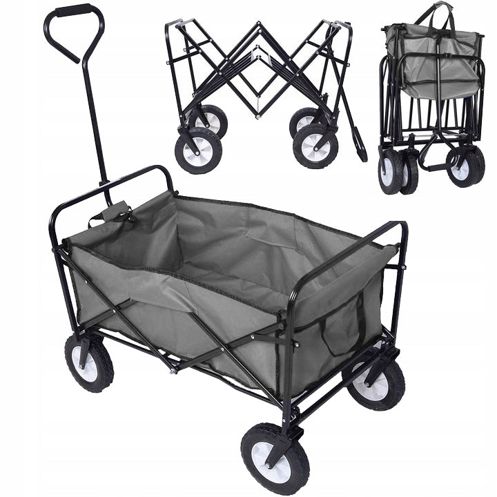 LARGE BEACH TROLLEY TOURIST TRANSPORT FOLDING GARDEN GREY 145L Kind trolley